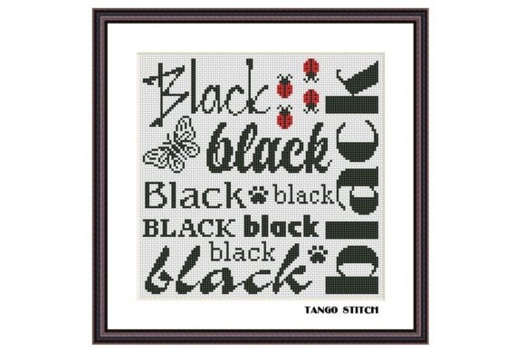 Reviewing Black Words Cloud Typography Embroidery