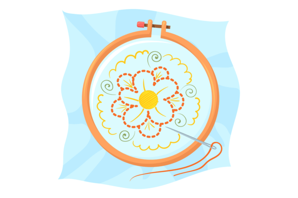 Reviewing Embroidery Hand Craft Icon. Canvas on Wo